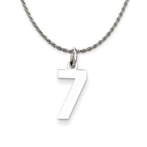 Sterling Silver Athletic Lg Polished Number 7 Necklace - 18 Inch